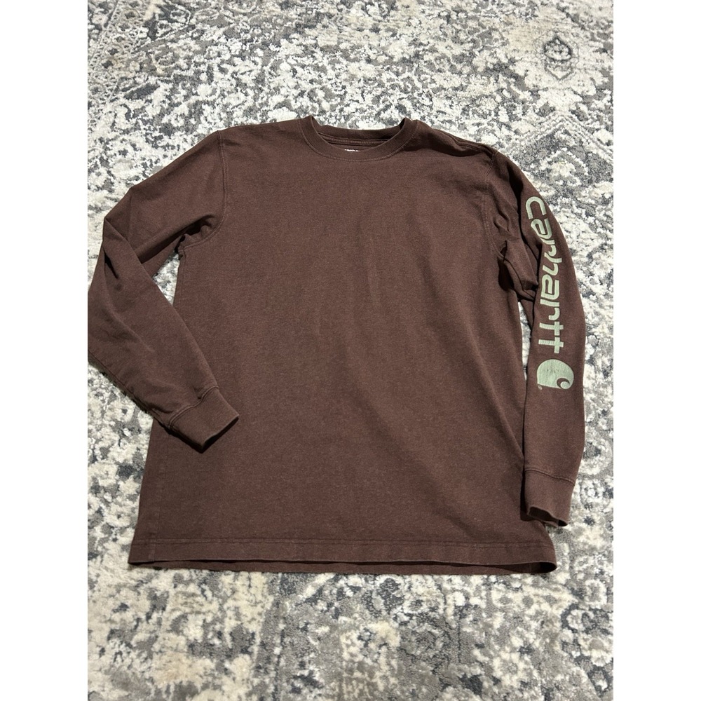 Men's Brown Long Sleeve Carhartt Tshirt Size Medium Loose Fit